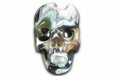 Realistic Polished Banded Agate Skull with Quartz Crystal Pocket #378649-1